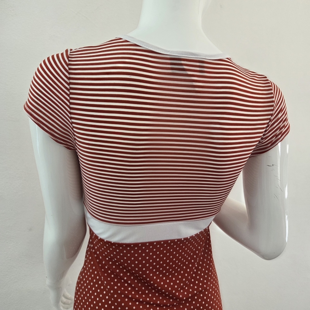 Red and White Striped and Polka Dot Womena Top Size Small - Picture 8 of 15